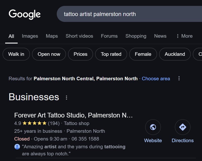 'tattoo artist palmerston north'