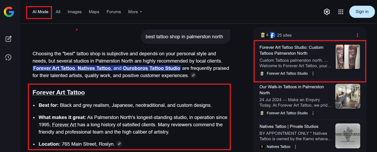 ai mode top results for seo clients