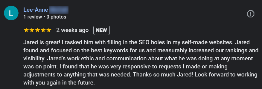testimonial from shopify seo result